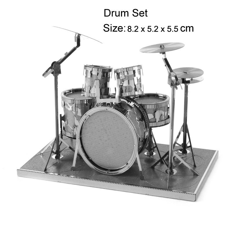 3D Stereo Metal Puzzle Musical Instrument Main Guitar Bass Piano Drum Set Cello Assembly Model Birthday - Image 4